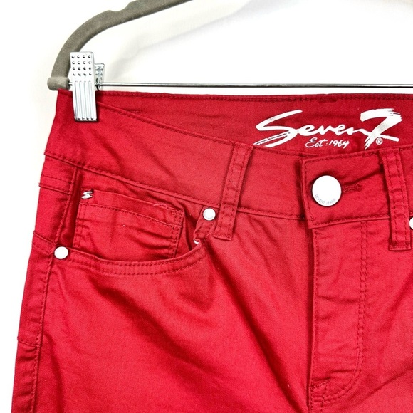 SEVEN 7 WOMENS SZ 4 RED HIGH RISE SKINNY JEANS STRETCH CONTOURING BOOTY SHAPING - Picture 3 of 12